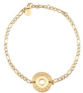 LUUK LIFESTYLE Bracciale con pendente cerchio, 50cm, motivo rotondo in filigrana in acciaio inossidabile, design moderno, stile retrò chic, idea regalo personale, moda, oro