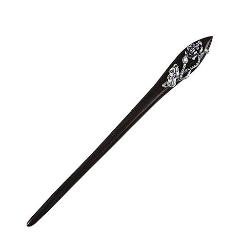 Generic S925 Silver Zan Hairpin Lotus Leotus Lotus Zan Hairpin Vintage Old Lotus Long Black Gold Oro Ornamento Sandalo Ornamento Silver Ornament's, Pin per capelli, argento sterling S925