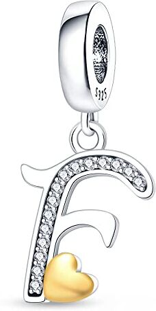 Pandach Charm con Pendente a Forma di Lettera dell’alfabeto A-Z, in Argento Sterling 925 Autentico con Cristalli. Compatibile con La maggior Parte dei Braccialetti e Delle Collane di Europee