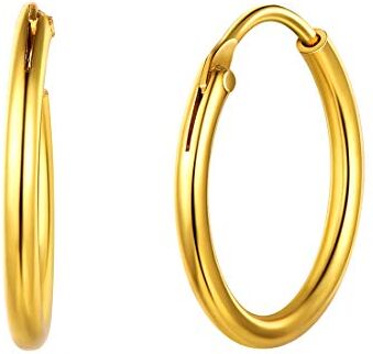 ChicSilver Orecchini Cerchio Piccoli Argento 925 15mm Colore Oro Orecchini Cerchio Donna Oro Orecchini a Cerchi da Donna