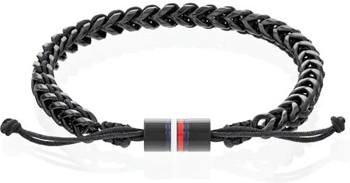 Tommy Hilfiger Jewelry  Bracciale da uomo, colore: Nero, Nylon