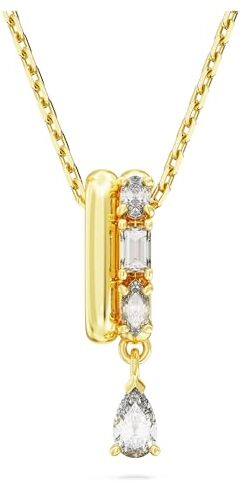 Swarovski Dextera Collana Pendente, con Cristalli e Zirconia  a Taglio Misto, Chiusura a Moschettone, Placcatura in Tonalità Oro, Bianco