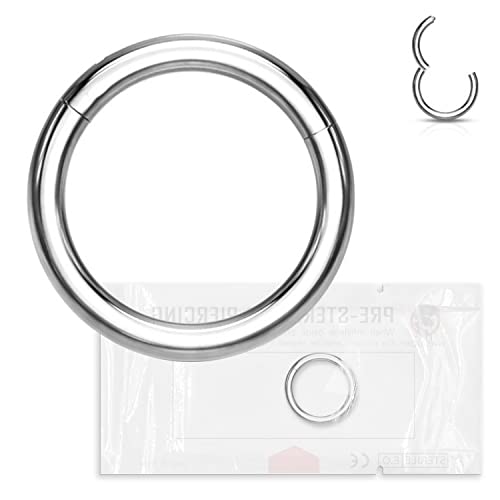 WARRIOR STERILE Piercing ad Anello 16G Clicker Segment Ring in Acciaio Chirurgico per Orecchio Setto Naso Narice  (Diametro 8 mm, Spessore 1.2 mm)