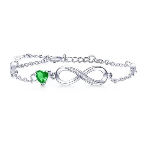 Tusuzik Bracciale Infinito Donna Argento 925 con Cuore Zirconi Regolabile Bracciali Donna Gioielli Regalo per Mamma Amica Ragazza