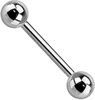 WARRIOR Piercing alla Lingua Barbell Sterile in Acciaio Chirurgico 316L 16G(1,2mm) con due Sfere a 3mm Lunghezza 8/10mm PLS-001 (12)