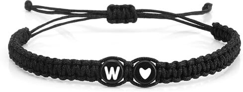 GuardiaTech Bracciale con Iniziale, Bracciale Lettera, Bracciale Fatto a Mano con Filo IntrecciatoBracciale con Lettera per Fidanzato Fidanzate Coppie, Bracciale Unisex, Bracciale Donna Personalizzato Uomo, W