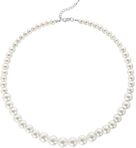 BABEYOND Collana girocollo con perle sintetiche rotonde, da sposa, per matrimonio, colore: bianco e Lega, colore: Catena d'oro