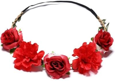 AMPUTEE Ghirlanda da sposa for donna, fascia floreale, ciondolo, diadema di fiori, festa, ghirlanda nuziale, ghirlanda da principessa, tiara for ragazze (Color : Red-C)