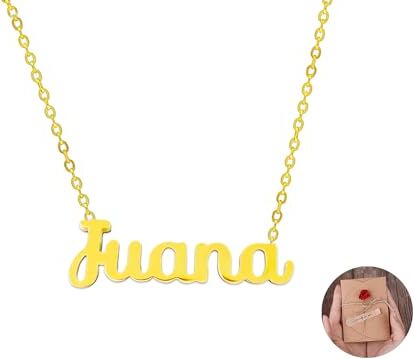 Only Collana da donna con nome personalizzato in acciaio inossidabile con confezione regalo originale Catena pendente gioiello personalizzato speciale per amiche fidanzati, standard, Acciaio