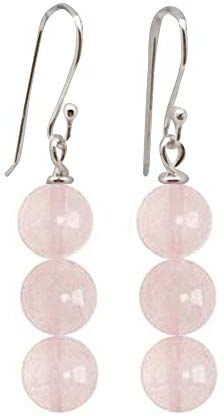 TreasureBay Orecchini pendenti fatti a mano con pietre naturali per donne e ragazze, realizzati con gancio in argento Sterling 925, Quarzo rosa