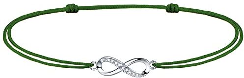 J.Endéar Infinito Cavigliera Argento 925 Corda In Filigrana Fatta A Mano Cavigliera Regolabile 34 Cm Per Donne Ragazze Amore Regalo Di Amicizia, Verde