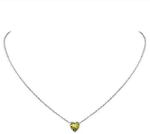 Suplight Collana Argento 925 Donna Giallo Collana Donna Giallo Topazio, Collana Cuore Peridoto Agosto Collana Donna Argento Confezione Regalo