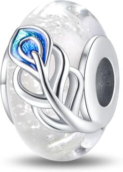 LNQOBU Charm Argento Vetro di Murano,Rosse Perline a Cuore,Blu,Gialli,Charms Bead Adatto Bracciale Europeo Per Donne