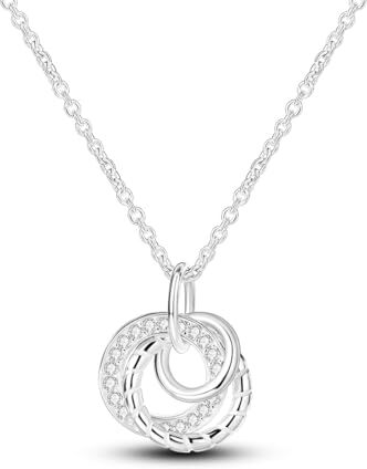 NARMO 925 Collana in Argento Sterling per le Donne Ragazze Cubic Zirconia Circle Pendant Collana