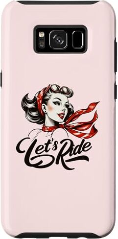 Retro Chic Pin-Up Boutique Custodia per Galaxy S8+ Vintage Retro Pin-Up Ragazza Let's Ride Stile Classico