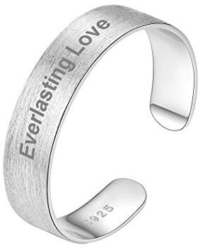 PROSILVER Anello Incisione Personalizzata Anello Argento Personalizzabile Superfice Satinata 5mm Personalizzare Anello Donna Acciaio Inossidabile Anello personalizzato Incisione