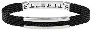 Breil , Collezione Snap, Bracciale Uomo Elegante e Moderno, in Maglia Milanese IP Black, con Placchetta in Acciaio Silver Specchiato, Lunghezza Regolabile 17.5-21 cm, Nero-Silver