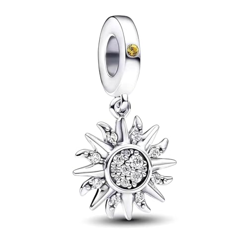 Doyafer ciondolo in argento 925, ciondolo sole lucido per braccialetti, collane, regali di compleanno per donne