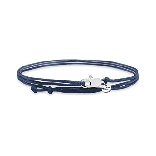 Nato Cuff Bracciale Wrap avvolgente in Nylon a doppio involucro Fatto a mano in Francia Regolabile Gioiello Uomo o Donna (Blu)