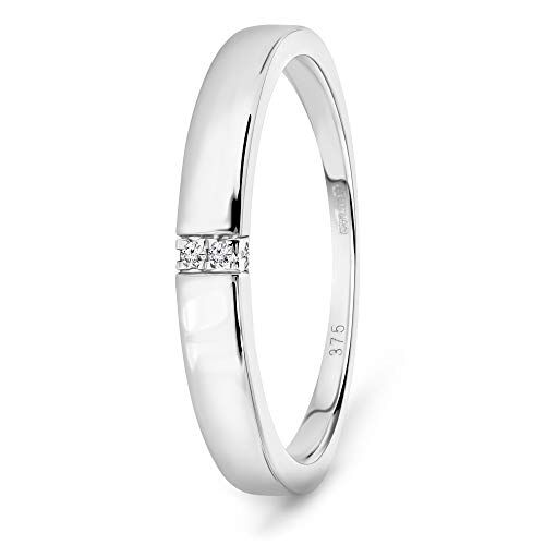 MIORE Anello di fidanzamento da donna in oro bianco 9 carati con diamanti naturali da 0,02 carati (15)