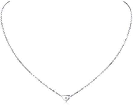 ChicSilver Collana Donna Argento 925 con Lettera M, Collana con Ciondolo Cuore Iniziali, Collane Argento Donna Chocker Girocollo con Confezione Regalo