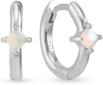 UNIQA JEWELS Orecchini Opal Donna a Cerchio in Argento Sterling 925, con Pietra Opale Orecchini Placcato Oro 18K per Donne e Ragazze, Piccoli Cerchi Orecchini Anallergici Senza Nichel