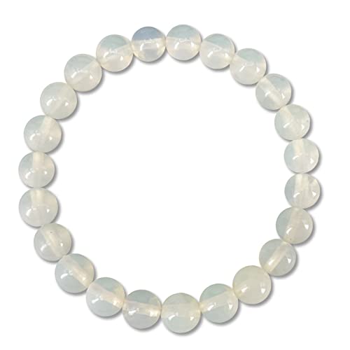 cotigo Bracciale in pietra naturale – Bracciale in filo elastico con perle di pietra naturale – varie pietre semi-preziose per donna, uomo yoga regalo (Opalino 8 mm)