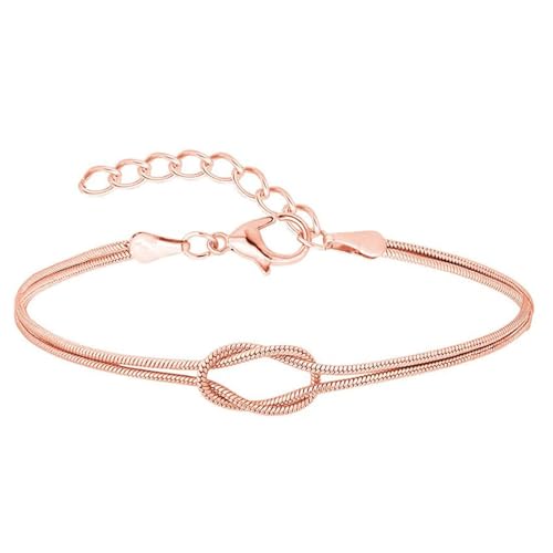 CEAeis Bracciale infinito con catena serpente e nodo d'amore, bracciale con nodo madre figlia, bracciale amicizia infinito amore per sempre, bracciale con nodo d'amore per le donne (Rose Gold)