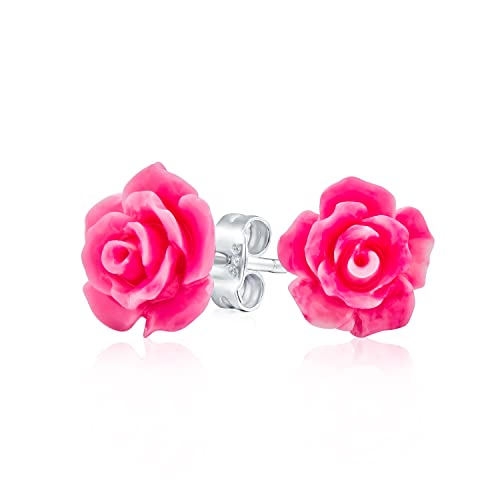 Bling Jewelry Orecchini A Perno In Argento Placcato Rosa Intagliati In 3D Con Delicati Fiori Di Rosa Rosa Romantici Per Donne Adolescenti Per La Madre