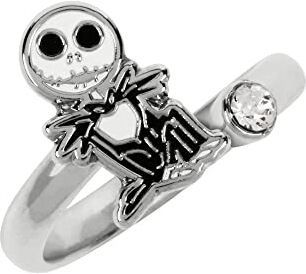 Disney Nightmare Before Christmas  Anello in pietra trasparente placcato argento bianco e nero, Metallo non prezioso