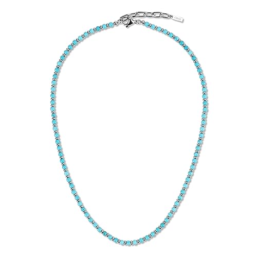 COAI Collana Unisex con Perle di Turchese Sintetico e Acciaio Inox