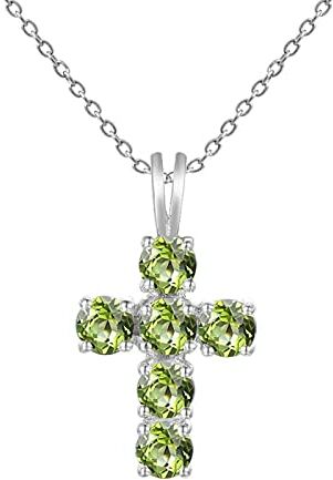 YTGLQAZ Collana Collane A Catena Per Le Donne Gem'S Natural Blue Topaz 925 Sterling Silver Gemstone Cross Collane Con Ciondolo Per Le Donne Fine Collares Gift Peridot