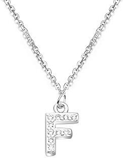 bifriend S925 Argento 26 Lettera Inglese Lettera Collana Di Cristallo Per Le Donne Ragazza Miglior Regalo (F)