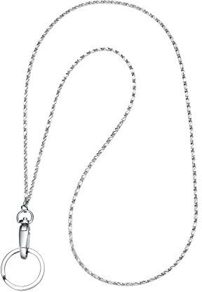 wisdompro Portachiavi Collo, Argento Laccetti Porta Badge per Collana per Collana in Acciaio Inox, Cordino Porta Badge Lanyard per Decorare e Appendere Chiavi, Badge (Catena di Borchie)