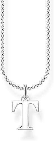 Thomas Sabo Collana da Donna con Lettera T in Argento Sterling 925, Lunghezza 38-45 cm