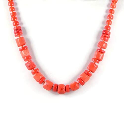 AqBeadsUk Classic Semi-Precious 14-8mm Gemstone Orange Coral Round Beads 20 inch Approx Luxury Hand-knotted Women's Necklace