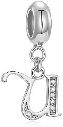 Fantasticharm fits Pandora Bracelet Charm con pendente a forma di lettera dell’alfabeto “A”, in argento Sterling 925 autentico con cristalli. Compatibile con la maggior parte dei braccialetti e delle collane di marche europee Letter U