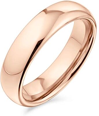 Bling Jewelry Semplice Cupola Coppie Titanio Wedding Band Anello Lucido Per Gli Uomini Per Le Donne Comfort Fit Rose Gold Tone 5Mm