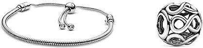 Pandora Braccialetto intrecciato Donna argento - 597125CZ-2 & Charm 791872 Brillo Infinito