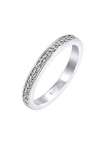 Elli Anello Affascinante da Donna, in Argento Sterling 925 con Cristalli, Grigio