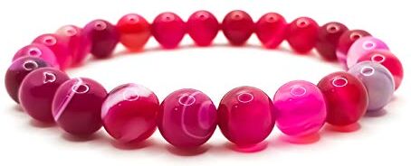 SPILLOX Bracciale Uomo Donna Elastico Da Vere Pietre Preziose Naturali Di 8mm Reiki Idea Regalo Di Compleanno Originale Diffusore Di Energia Guarigione Equilibrio (AGATA ROSA)