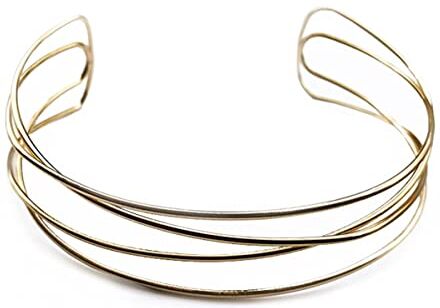 Genérico Choker oro rigido triplo, metallo, lega di zinco, taglia unica, regolabile diametro 11,5 cm collana oro donna collana girocollo donna collane Chocker, Único, Zinco, Non Applicabile