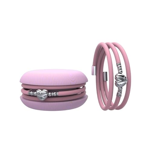 Too Late Macaron TOOLATE Bracciale Charm Macaron Donna in Caucciù con Simbolo, Charm Cuore Stella Quadrifoglio, Confezione Pasticcino Made in Italy