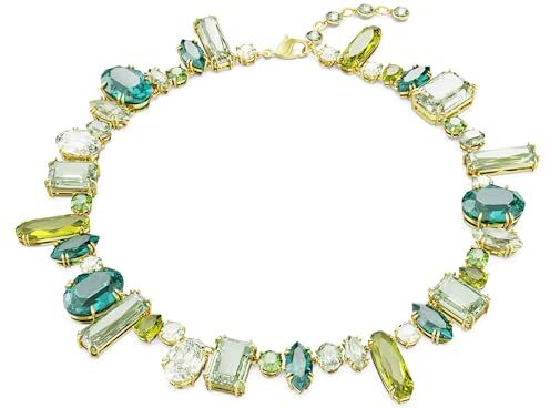 Gema Collana Girocollo, con CristalliSwarovski a Taglio Misto, Chiusura a Moschettone, Placcatura in Tonalità Oro, Verde