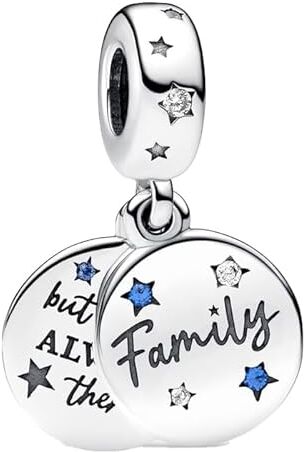 Feitery Famiglia Charm Compatibili Pandora Bracciale Mamma Ciondolo Amicizia Gioielli San Valentino (Charm Blu Pavé Scintillante)