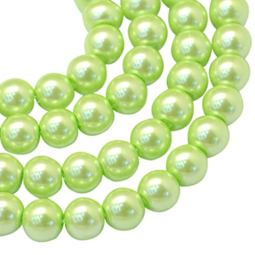 Cheriswelry Cheriswely, 200 pezzi di perle di vetro rotonde da 8 mm, distanziatori perlati verniciati in raso lucido perle di vetro per gioielli, bracciali, orecchini, colore: giallo verde