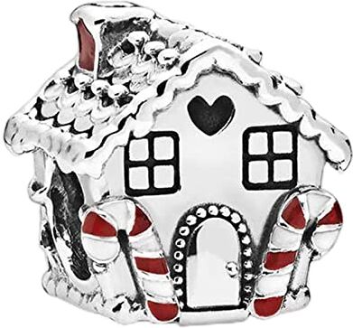 Lkwidi Donna Ciondolo- Gingerbread House Argento 925 Colgantes con Zirconia cubica per Charm Bracciale