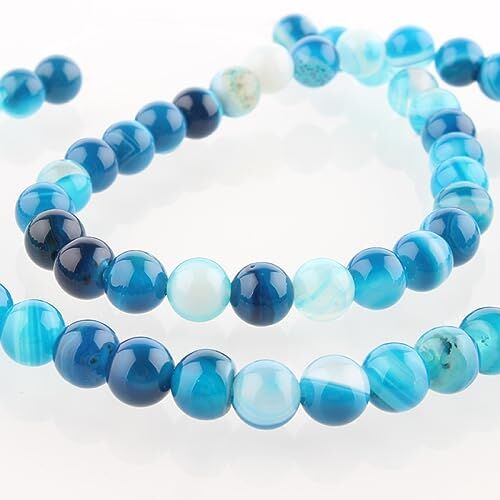 Ipotkitt 60 pz/filo 6 mm blu naturale agata perline pietre preziose rotonde perline di cristallo sciolto perline distanziali per braccialetti collane creazione di gioielli 38,1 cm