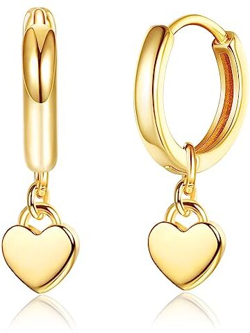 ORAZIO Orecchini a Cerchio con Cuore in Argento Sterling S925 per Donne e Ragazze, Piccoli Orecchini Pendenti a Forma di Cuore, Orecchini Leggeri in Oro Rosa 10mm Regali di Gioielli