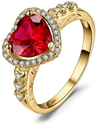 JewelryPalace 2.7ct Cuore dell'Oceano Halo Anello, Classico Creato Rubino Rosso Anelli Donna Argento 925, Anniversario Fidanzamento Promessa Anello Donna, Anello Rosso in Oro Set Gioielli Donna 13